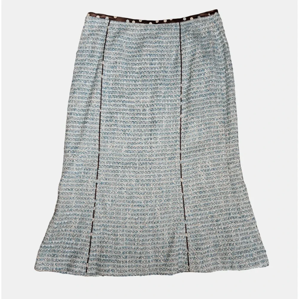 Escada Exclusive For Neiman Marcus Wool Blend Tweed Mermaid Skirt Midi Womens 34